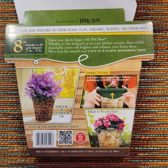 2pk Pot Sox Stretchable Fabric Planter Cover to Cover Flower Pots (Red) - Picture 5 of 6